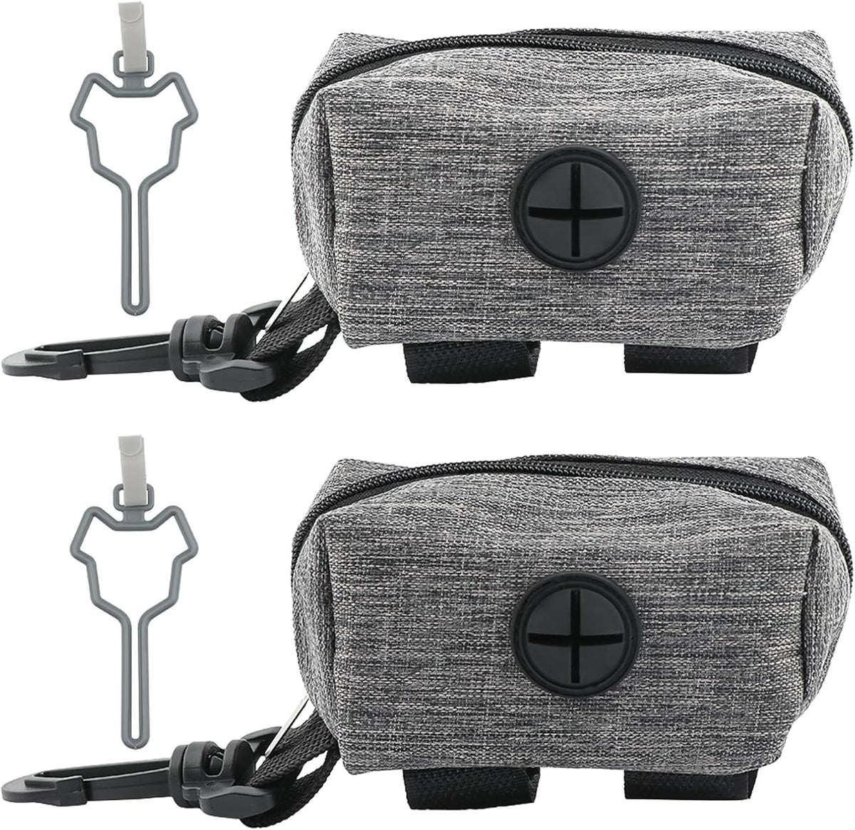 2pcs Dog Poop Bag Holder with 2 Hands-free holder Poop Bag Dispenser Pet Dog Waste Bag Dispenser Leash Attachment Fits Any Dog Leash for Dog Cat and Other Pets(Gray)