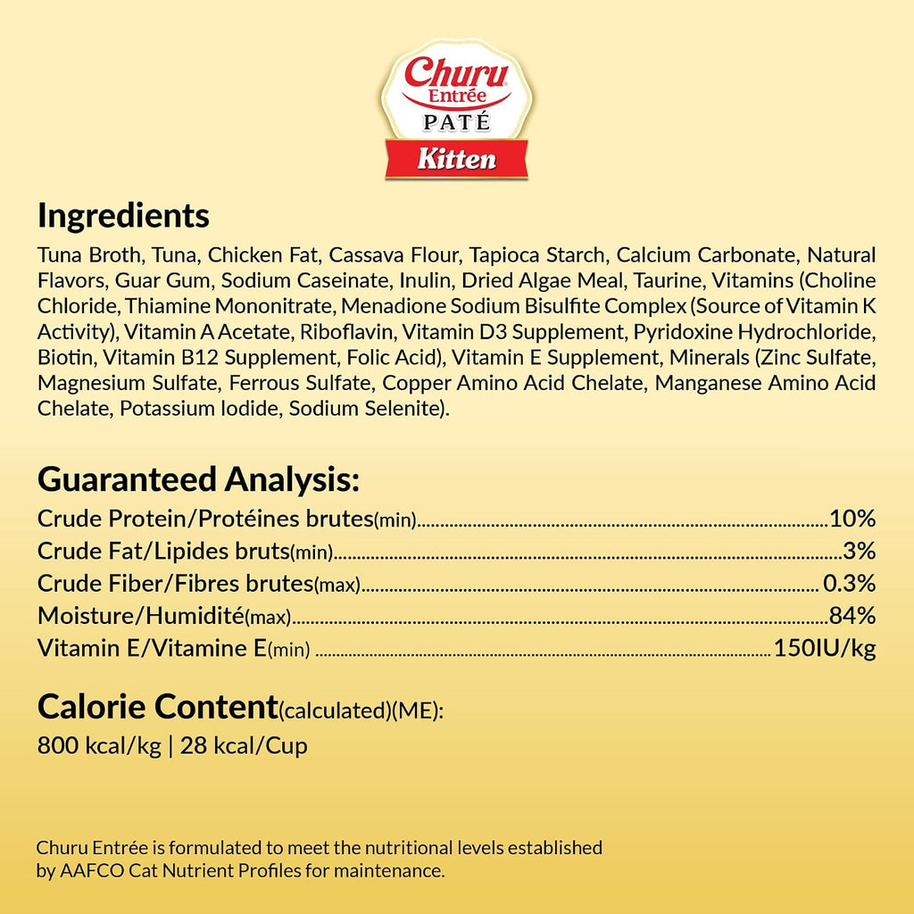 INABA Churu Entree Pate Kitten Wet Cat Food Cup, Tuna, 6ct
