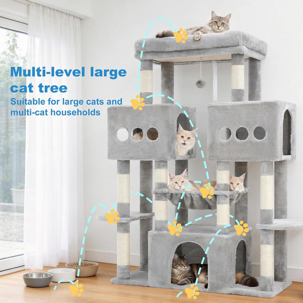 Hey-brother Cat Tree Tower with Sturdy Wide Base, Large Platforms, MPJ083W
