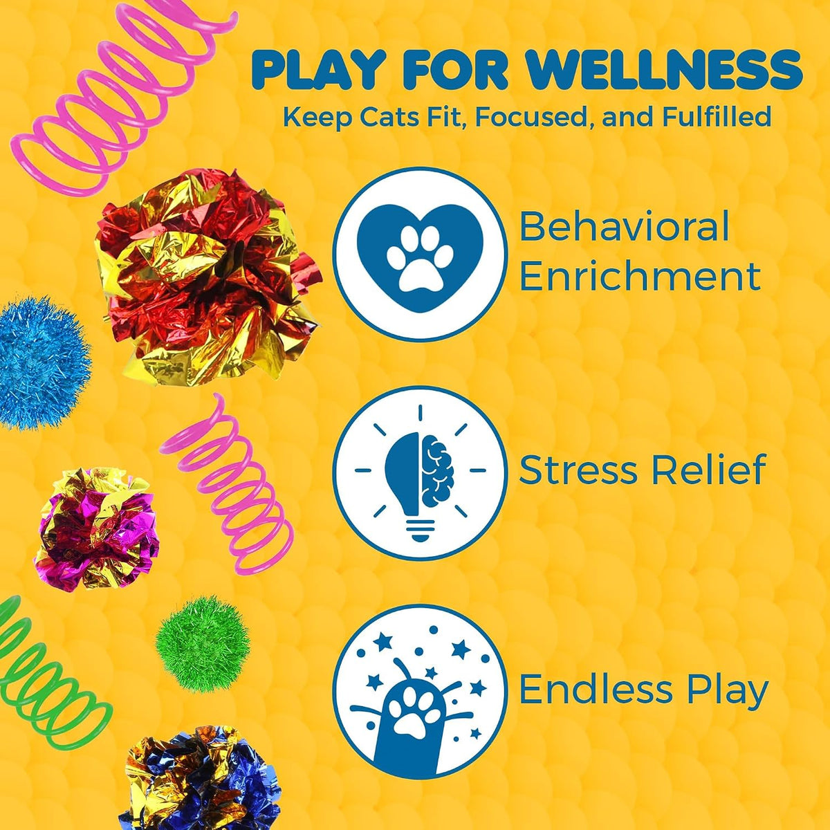 SunGrow Cat Toy Variety Pack, Feline Entertainment for Indoor Kitten, Lightweight, Colorful, Pet Interactive Chase Toys, Activity Tool, Cat’s Supplies & Accessories, 30 Pcs per Pack