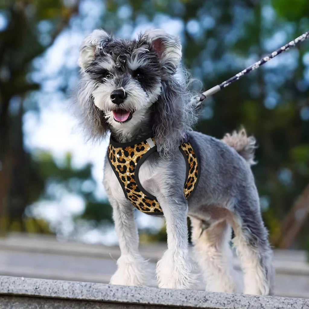 MUKIO Glitter Leopard Print No Pull Dog Harness Vest