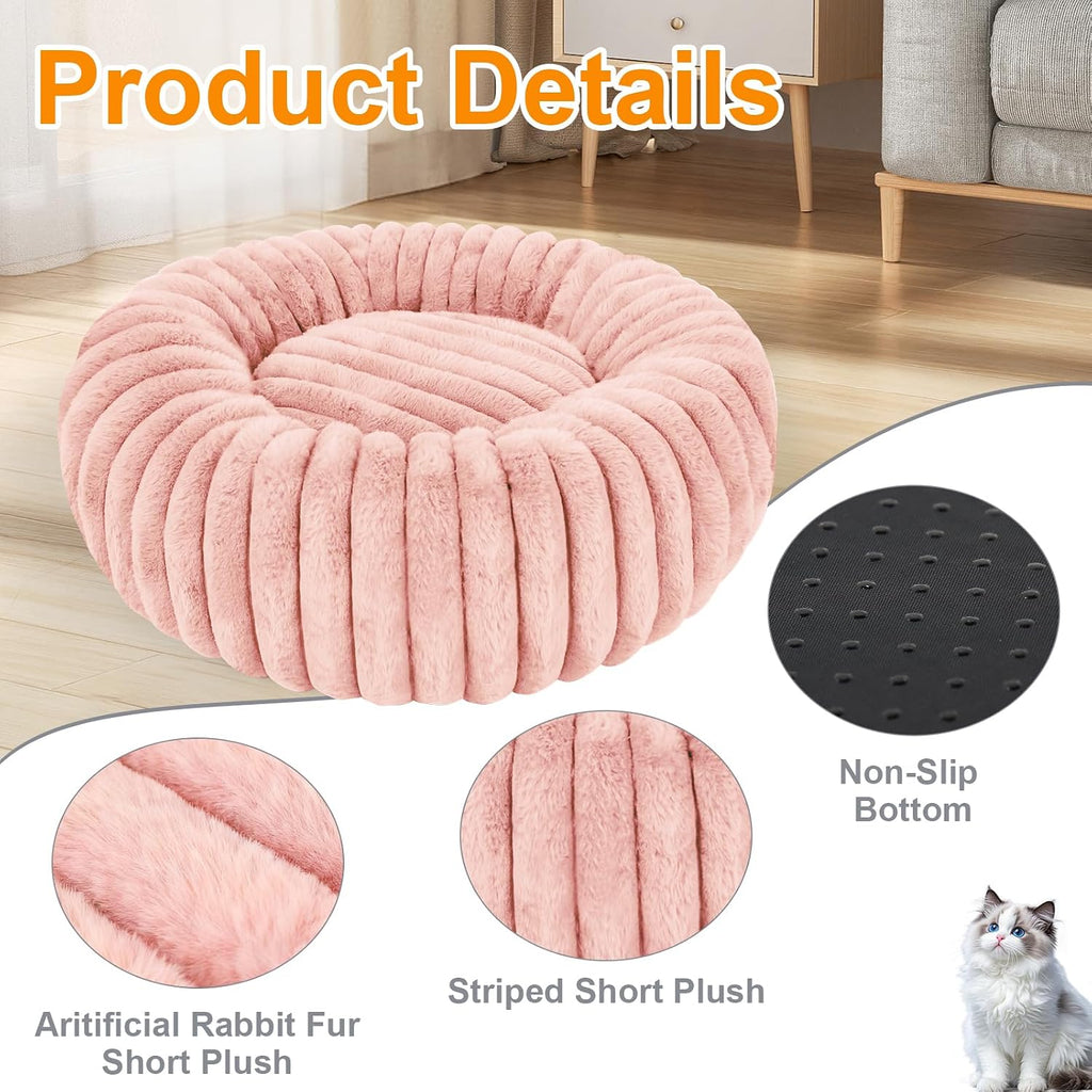 Washable Large Dog Bed,Fluffy Puppy Kitten Beds for Small Dogs(Pink,XL)