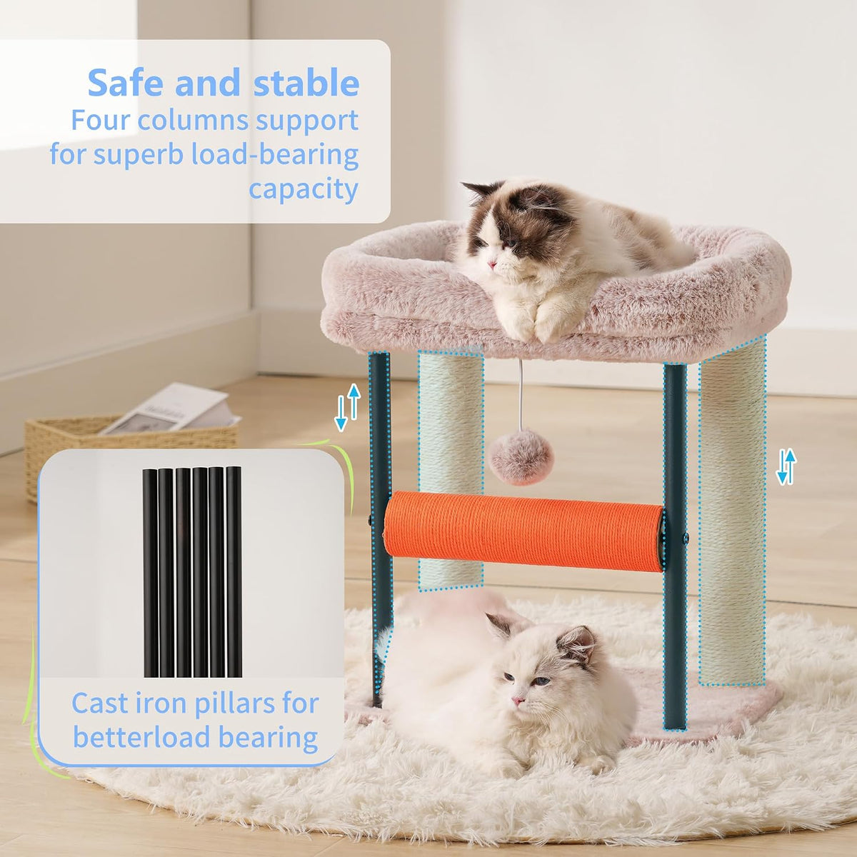 Hey-brother Cat Tree, Sturdy Tower with Sisal-Wrapped Columns, MPJ010SMU
