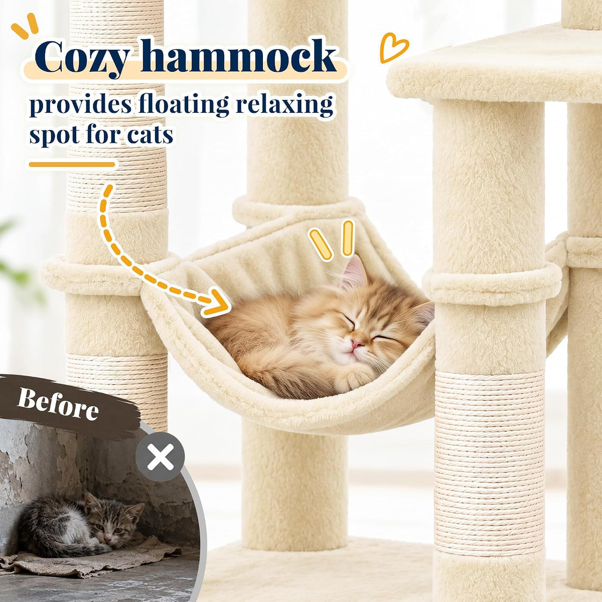 Hey-brother Cat Tree, Multi-Level Sisal Covered Scratching Posts, MPJ050M