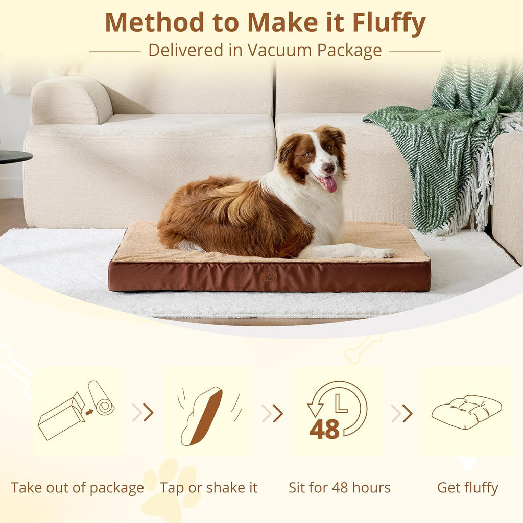 EGOHOME Comfort Orthopedic Egg-Crate Foam Flat Dog Bed, Brown, 29x21