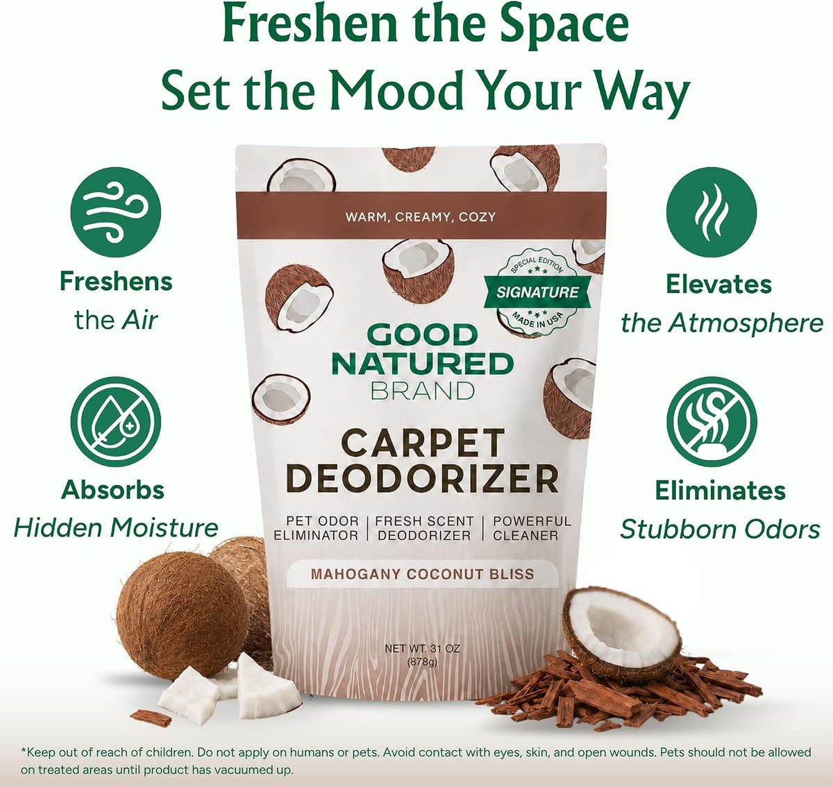 Good Natured Brand Carpet Deodorizer & Air Freshener Powder, 31oz