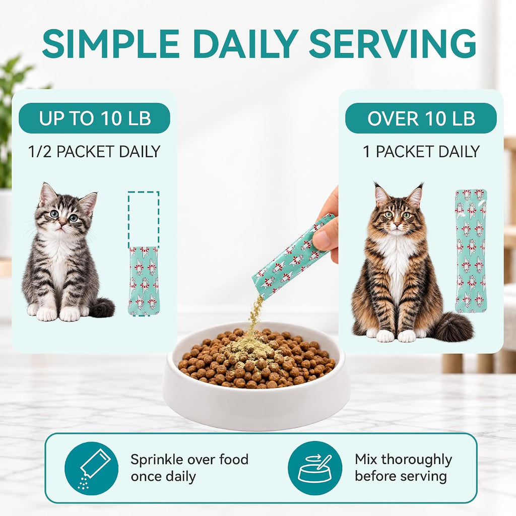 Cat Food Topper Powder, Hairball Support, 30 Packets