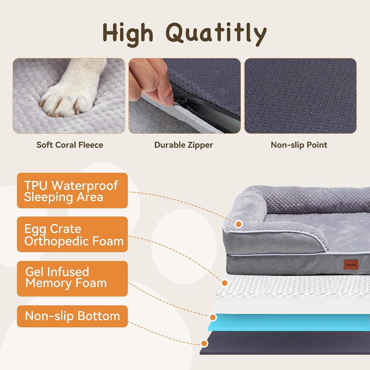 Orthopedic XLPlus Dog Bed Extra Large with Removable Washable Cover
