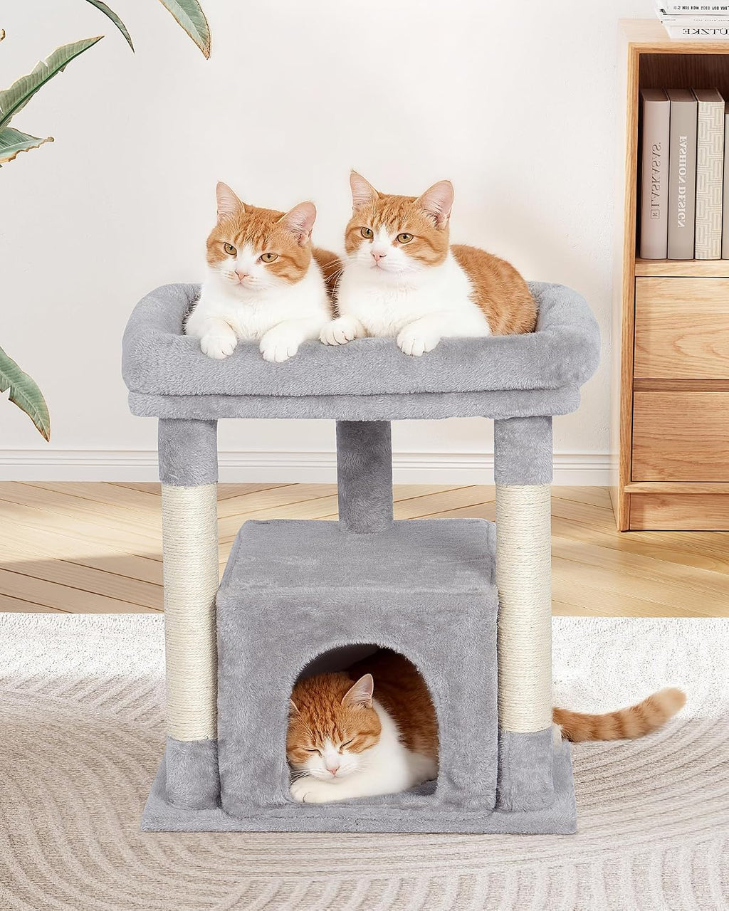 23.6" Cat Tree for Large Cat, 19 * 15.8 in Large Perch, Light Gray
