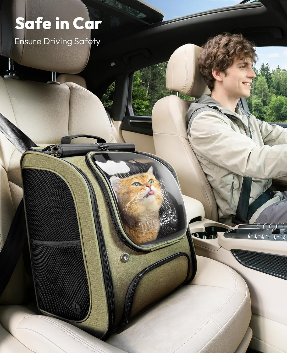 Pecute Cat Backpack Carrier,Large Space Cat Bubble Backpack,Ergonomic,Green