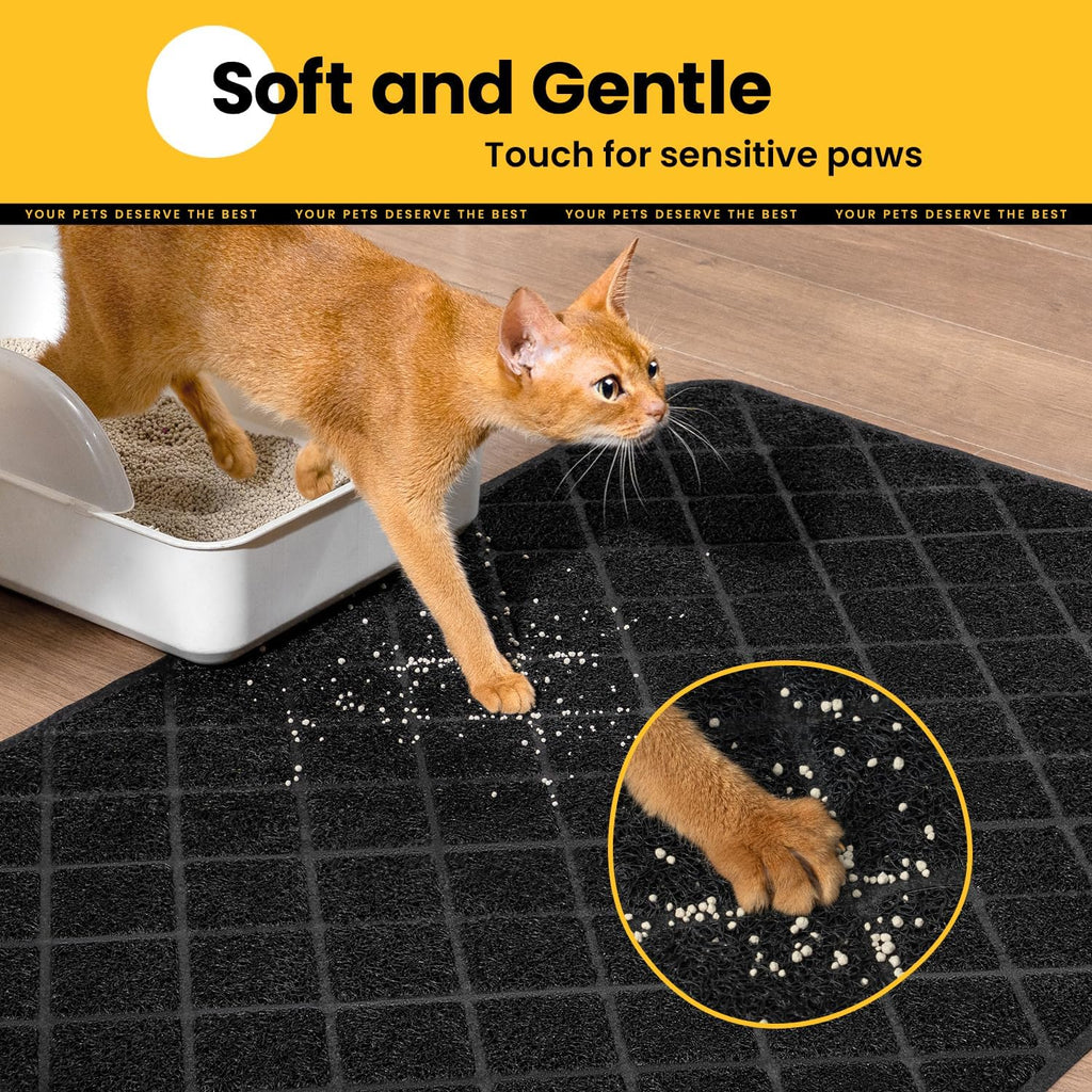 Conlun Cat Litter Mat Litter Trapping Mat, 24" x 17" Premium Durable PVC Grid Mesh with Scatter Control, Non-slip, Less Waste Cat Litter Box Mat, Soft on Kitty’s Paws, Urine Waterproof