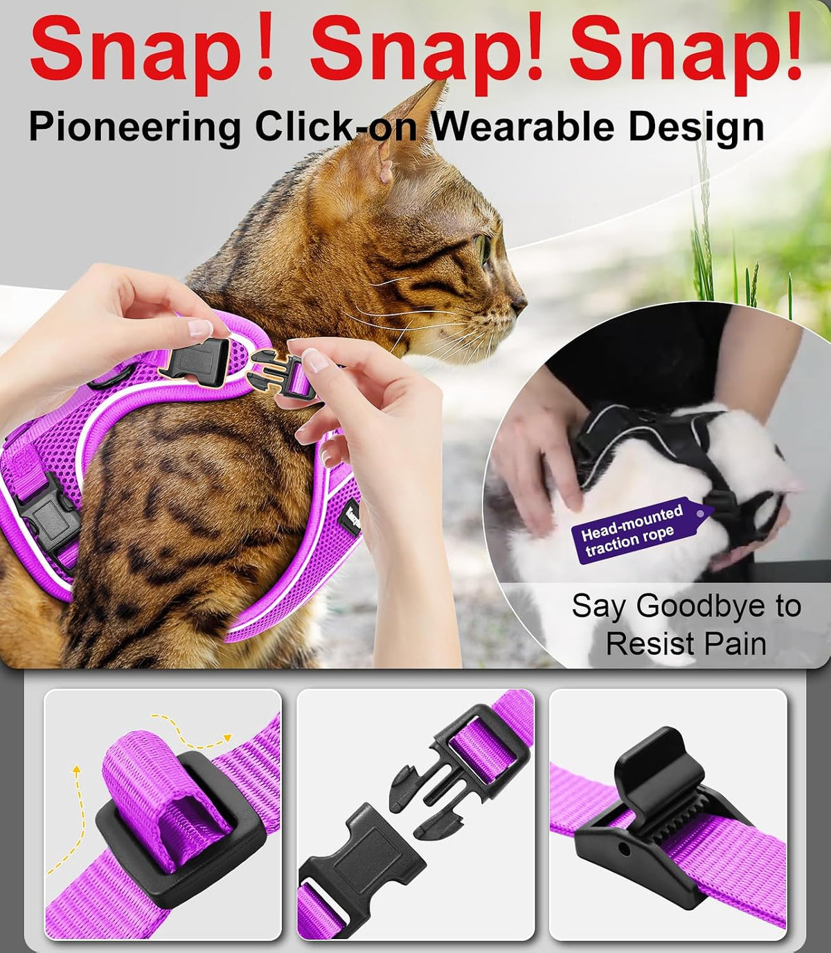 Cat Harness and Leash for Walking Escape Proof Soft Adjustable Cat Leash