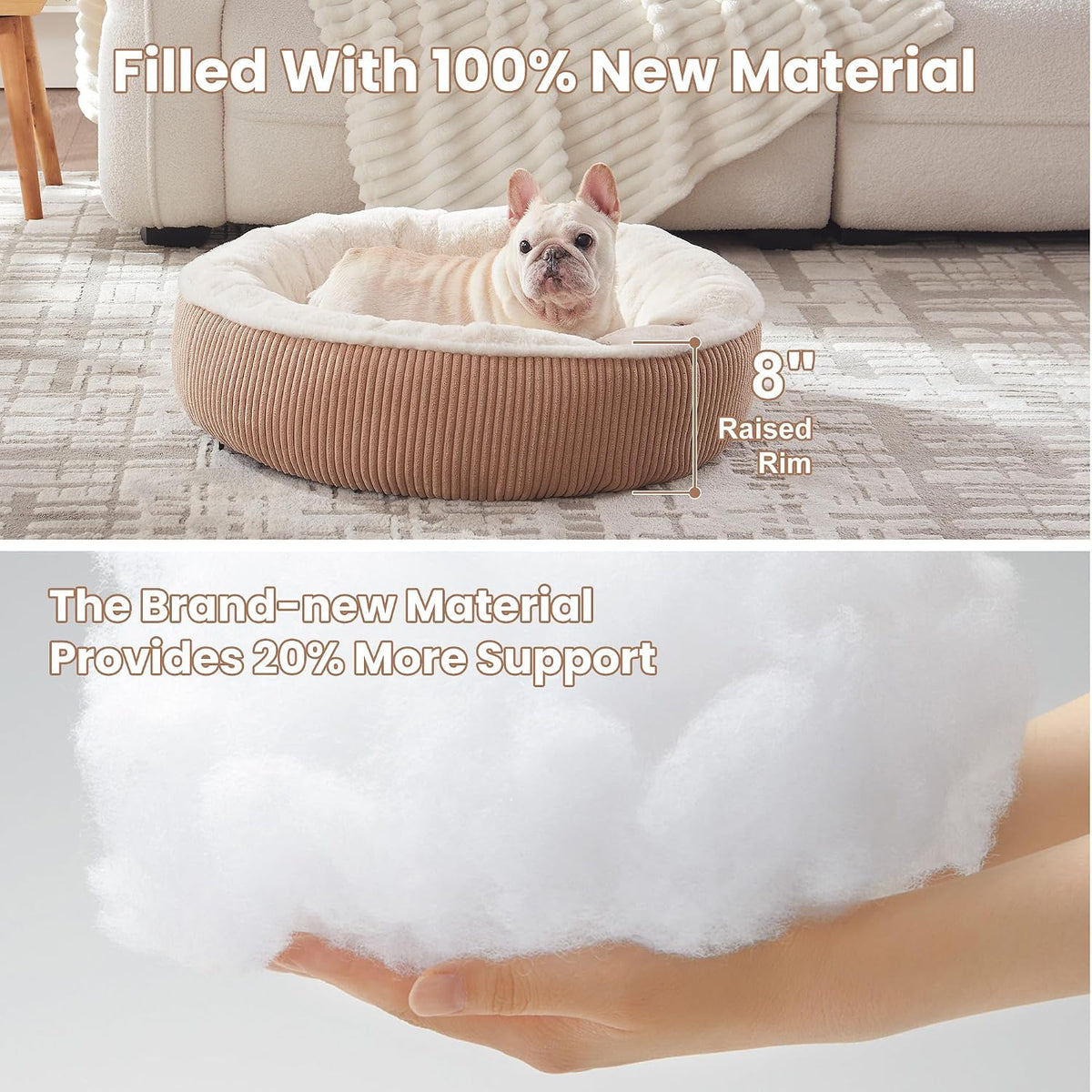 30 inches Calming Donut Dog Bed for Medium Dogs,Brown