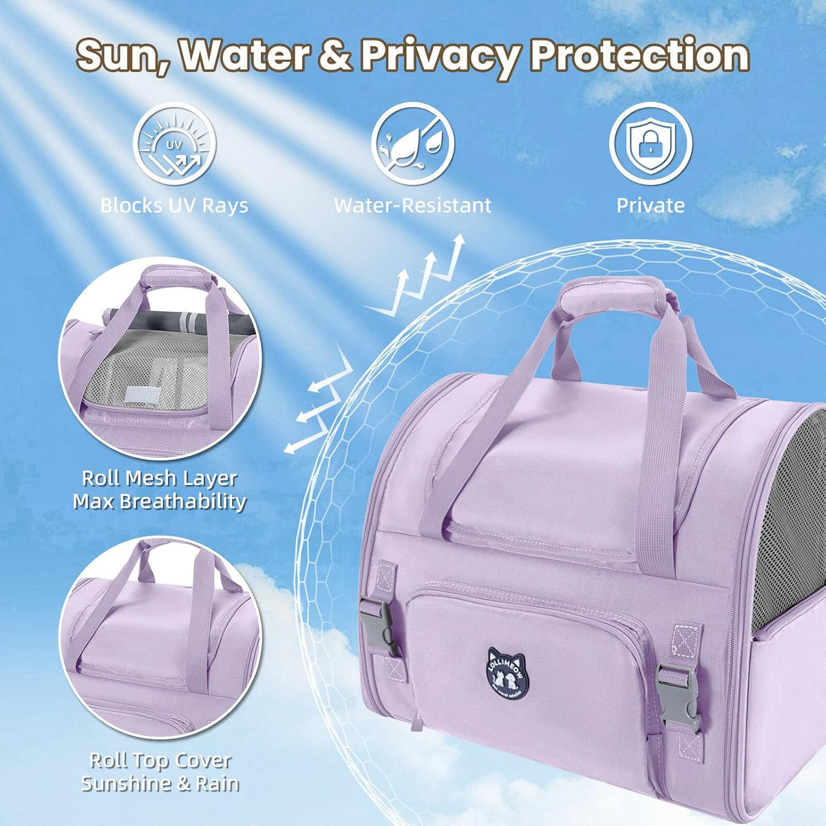 Lollimeow Expandable Large Cat Carrier Backpack, Supports up to 22 lbs