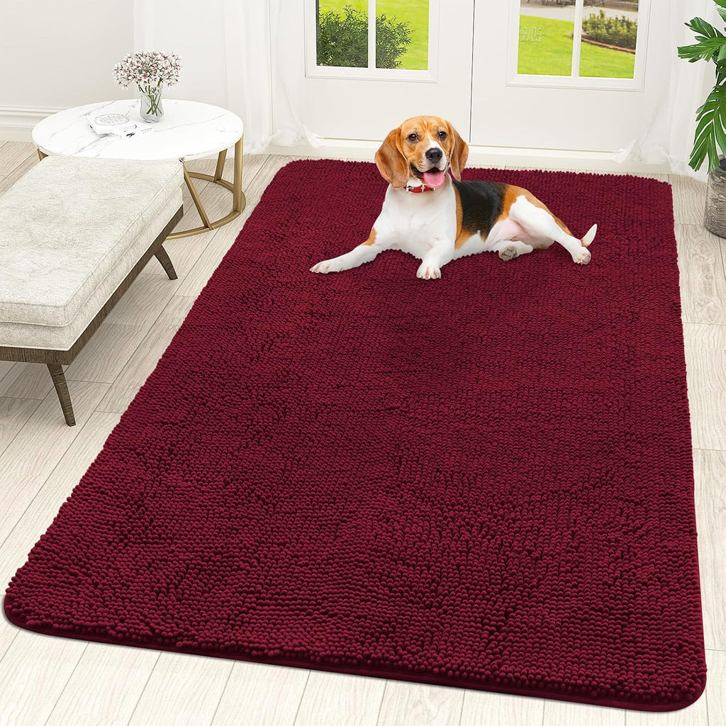 OLANLY Dog Door Mat for Muddy Paws 70x46, Super Absorbent Chenille Mud Mat