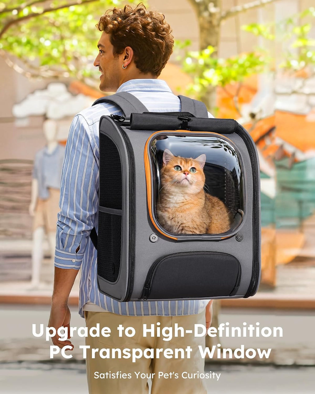 Pecute Cat Backpack Carrier,Large Space Cat Bubble Backpack,Ergonomic,Gray