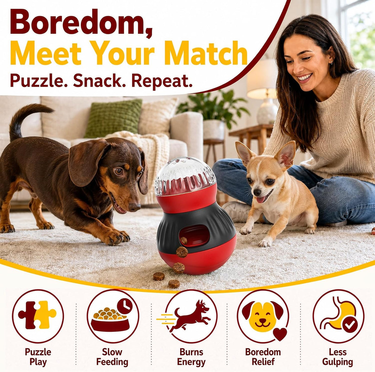 Dog Treat Dispensing Toy Puppy Interactive Puzzle Toys Slow Feeder