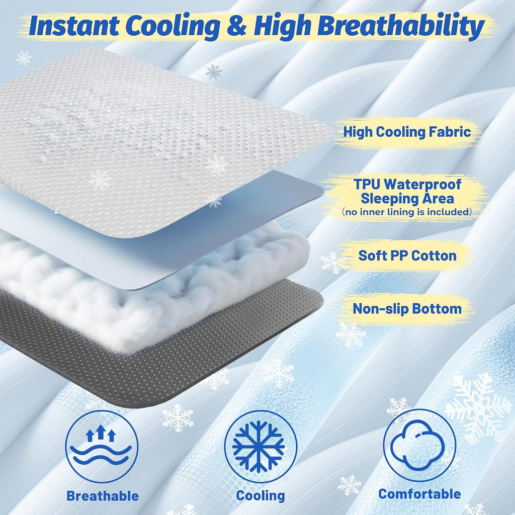 WATANIYA PET Cooling Dog Bed, Washable Cooling Mat for Large Dogs with Removable Cover, Self Cooling Couch Cover for Dog, Non-Slip Dog Couch Bed, 35x31 Inch, Grey