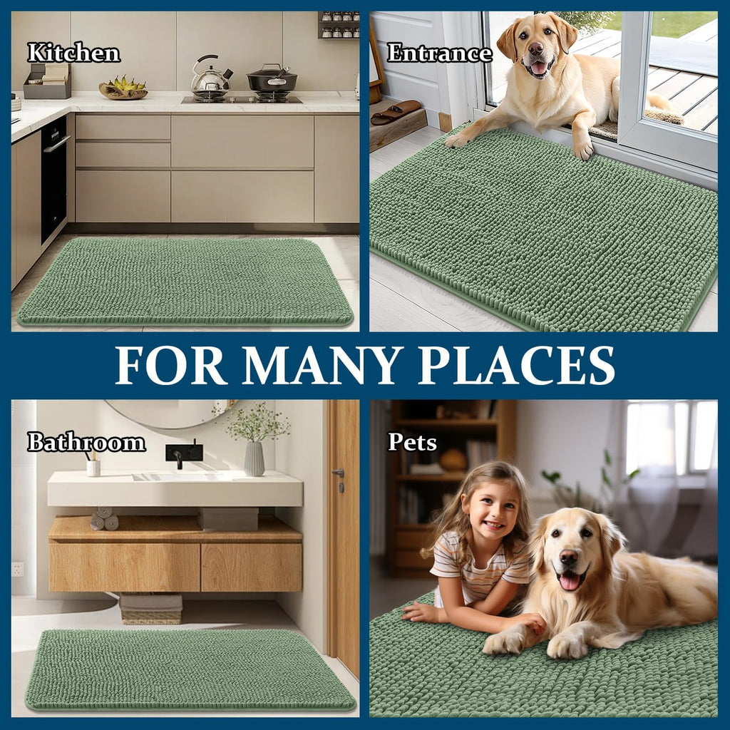 OLANLY Dog Door Mat for Muddy Paws 24x16, Super Absorbent Mud Mat