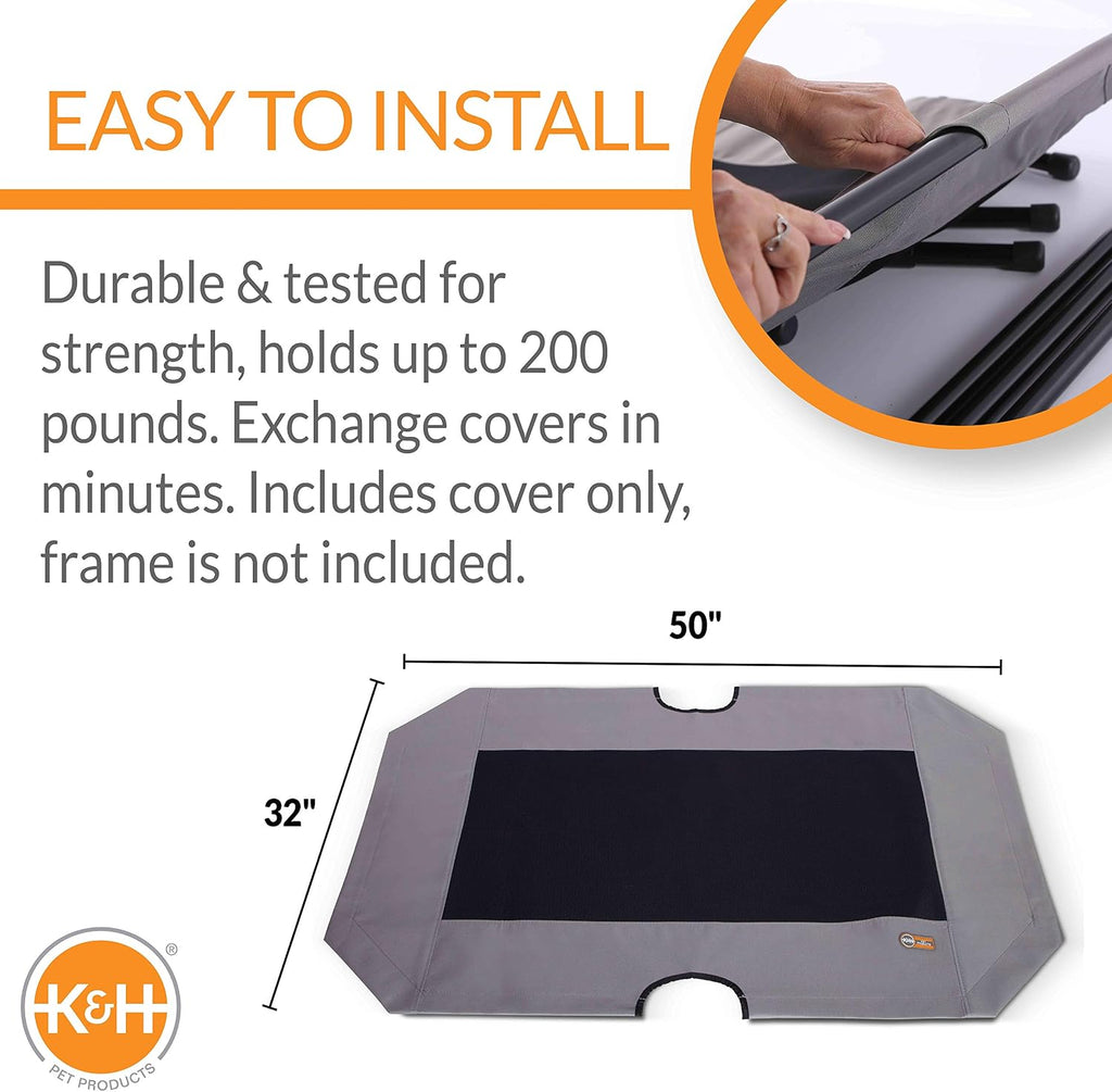 K&H Outdoor Elevated Dog Bed Pet Cot Replacement Cover, Gray, X-Large 50 X 32 Inches (Pack of 6)