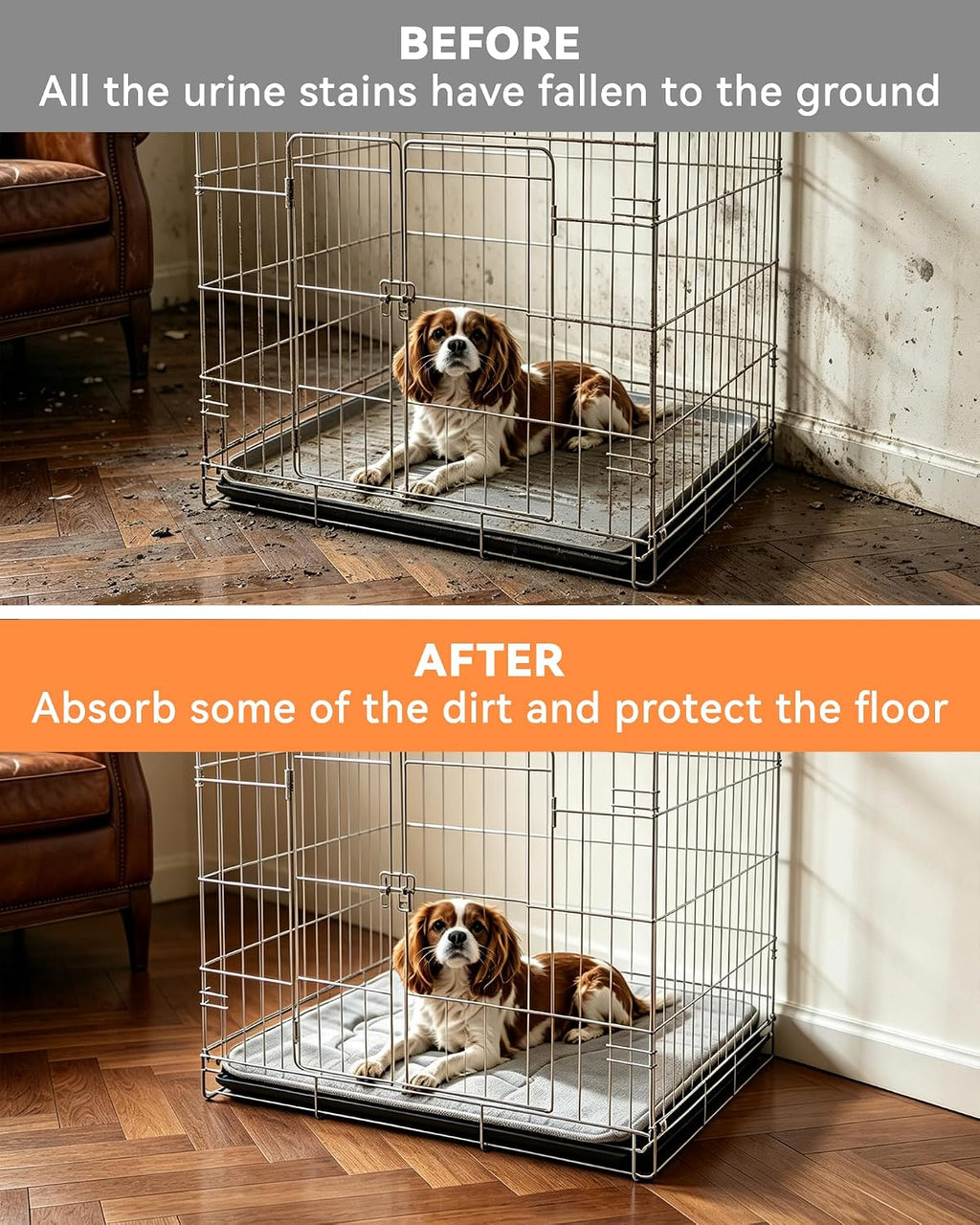 Washable Dog Crate Pad for Small Puppies, Plush Back & Cooling Front Indoor