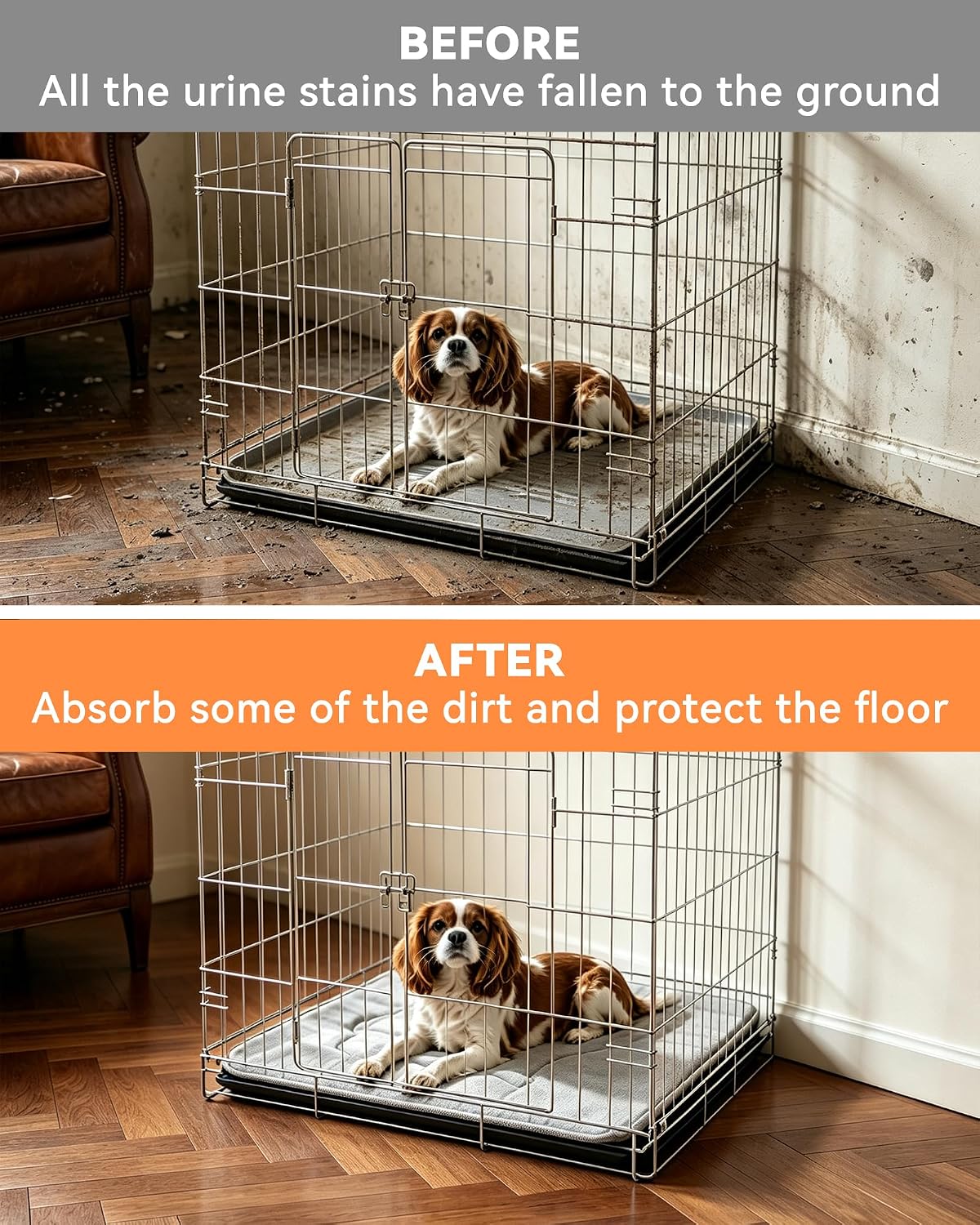 Washable Dog Crate Pad for Small Puppies, Plush Back & Cooling Front Indoor