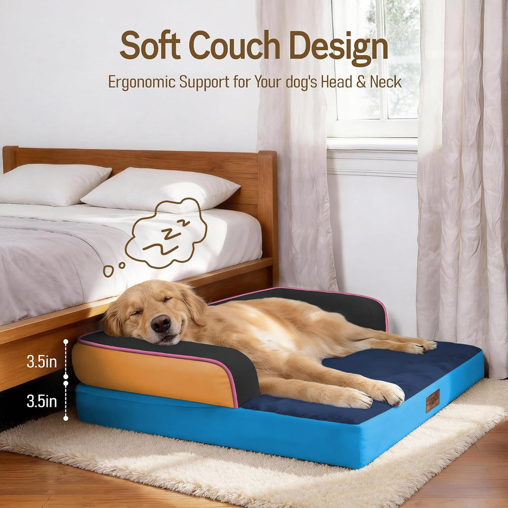 Comfort Expression Washable Dog Bed with Bolster for Medium to Large Dogs