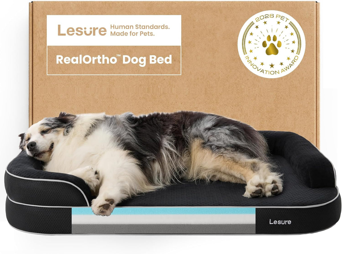 LE SURE RealOrtho™ XL Pro 3-Layer Orthopedic Extra Large Dog Bed,45" Black