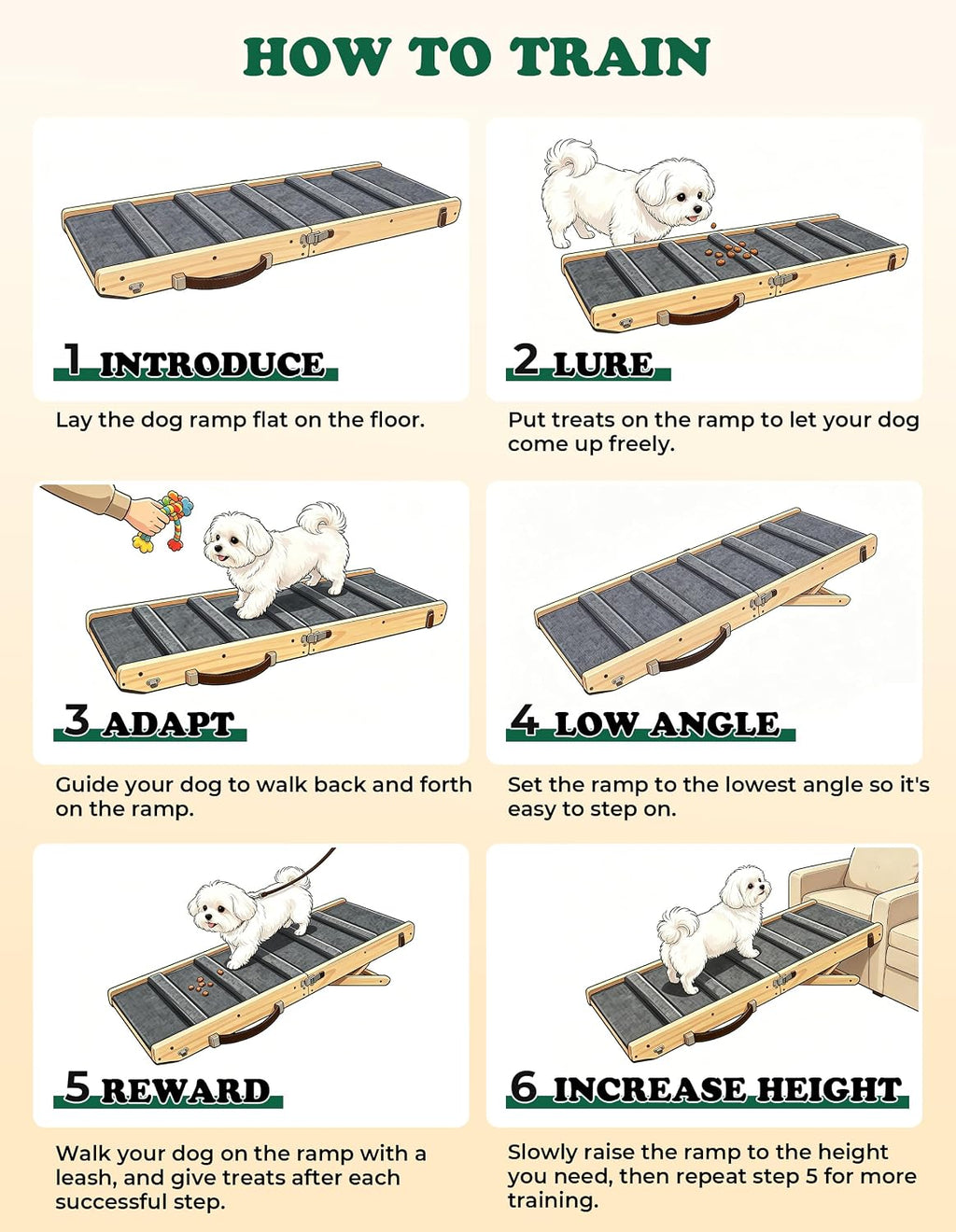 Dog Ramp for Small Dogs Foldable Pet Ramp for Couch Sofa (White)