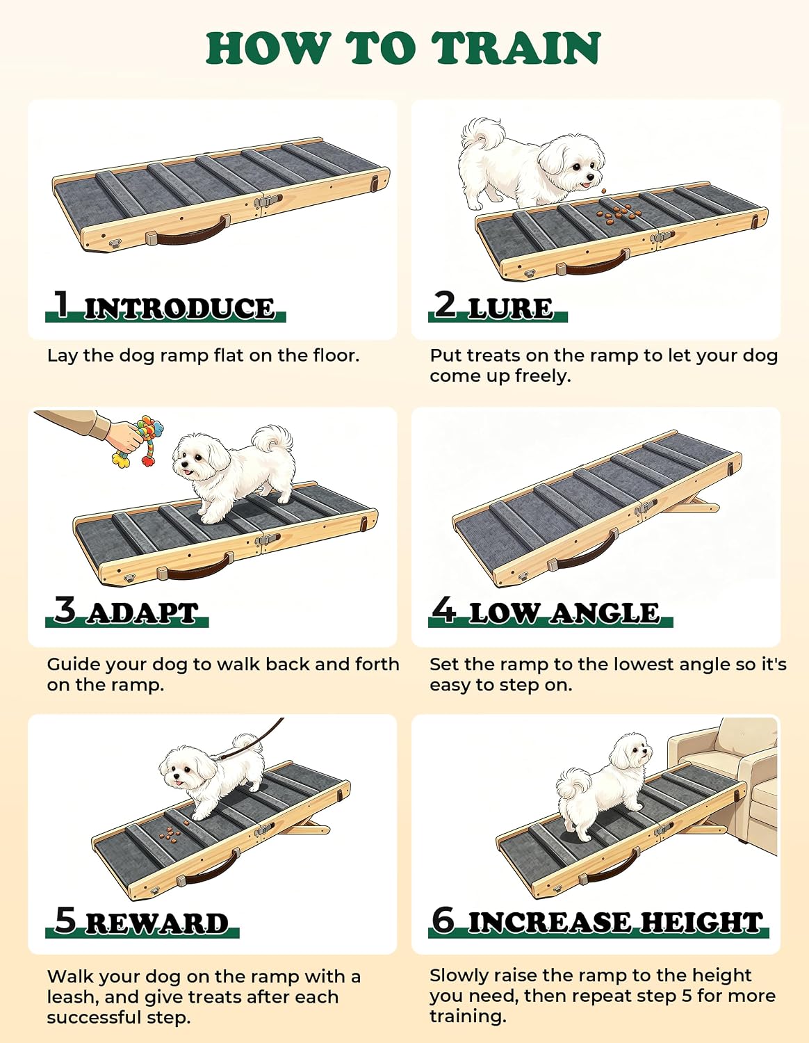 Dog Ramp for Small Dogs Foldable Pet Ramp for Couch Sofa (White)