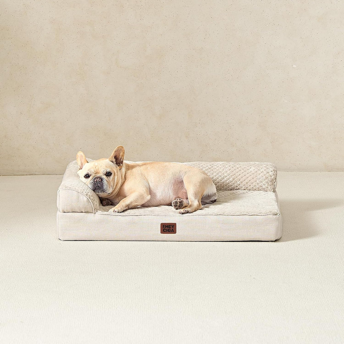 EHEYCIGA Orthopedic Dog Bed Medium Size, Memory Foam Dog Bed, Beige