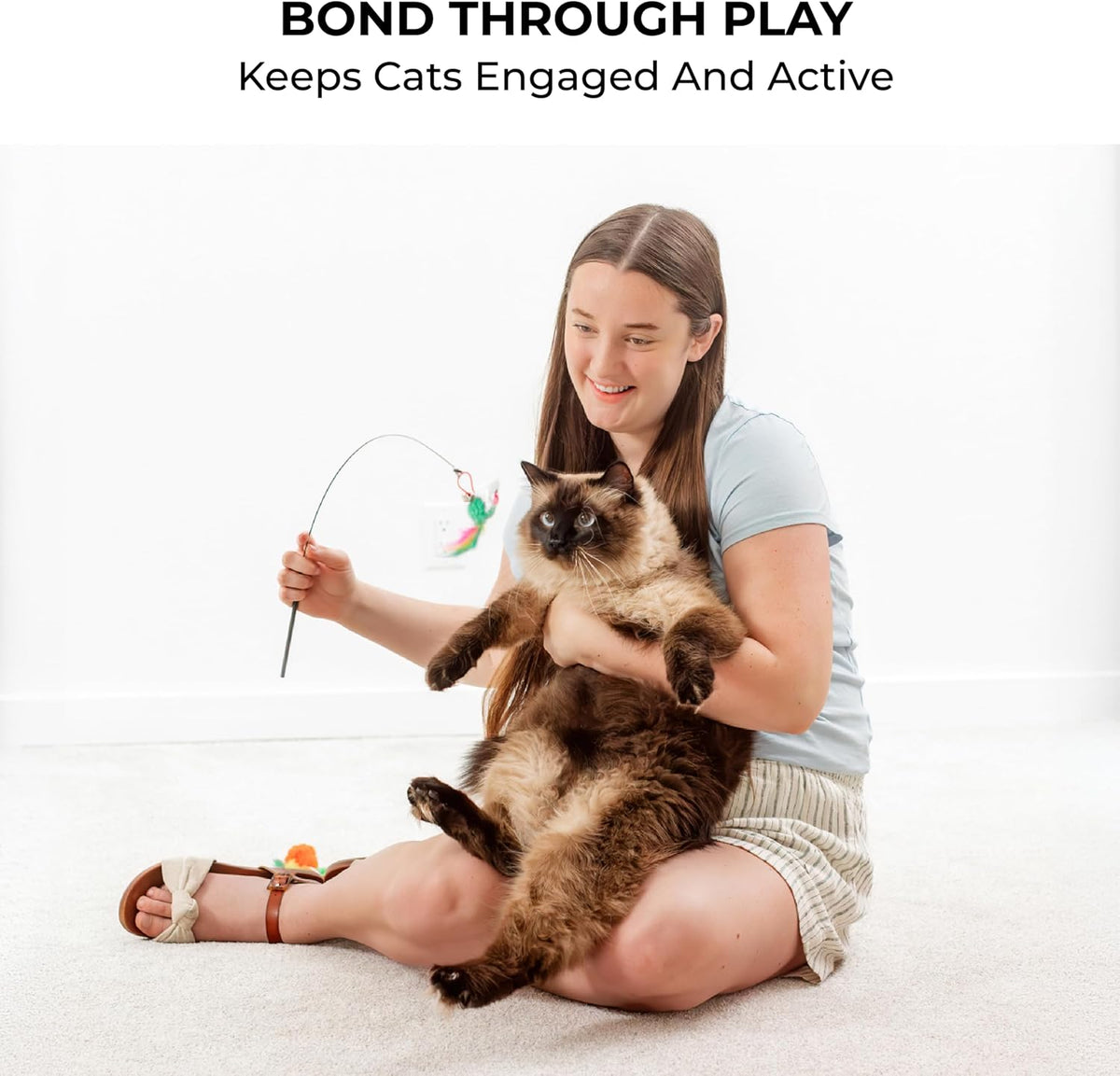 Cat Toys for Indoor Cats, Interactive Cat Toy Wand, Kitten Stuff, 18 Lures