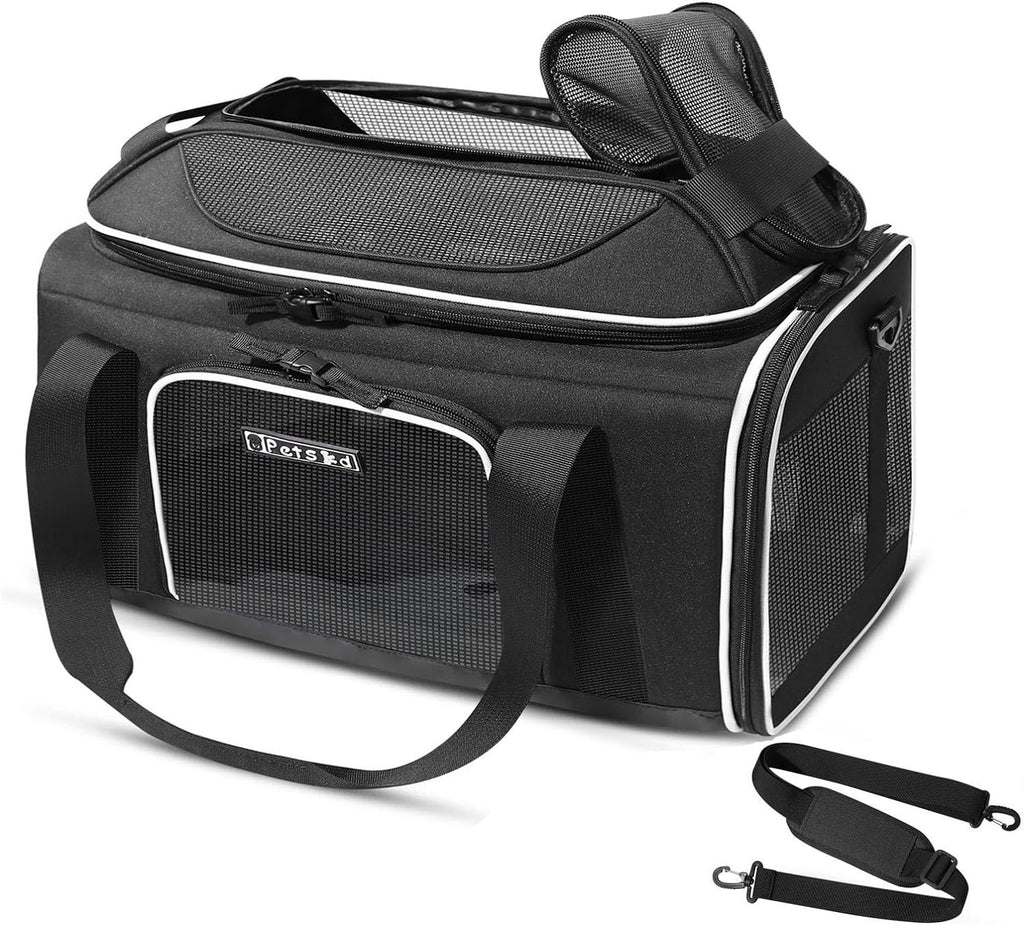 Petskd Top-Expandable Small Pet Carrier 17"x12"x8.5" Airline Approved