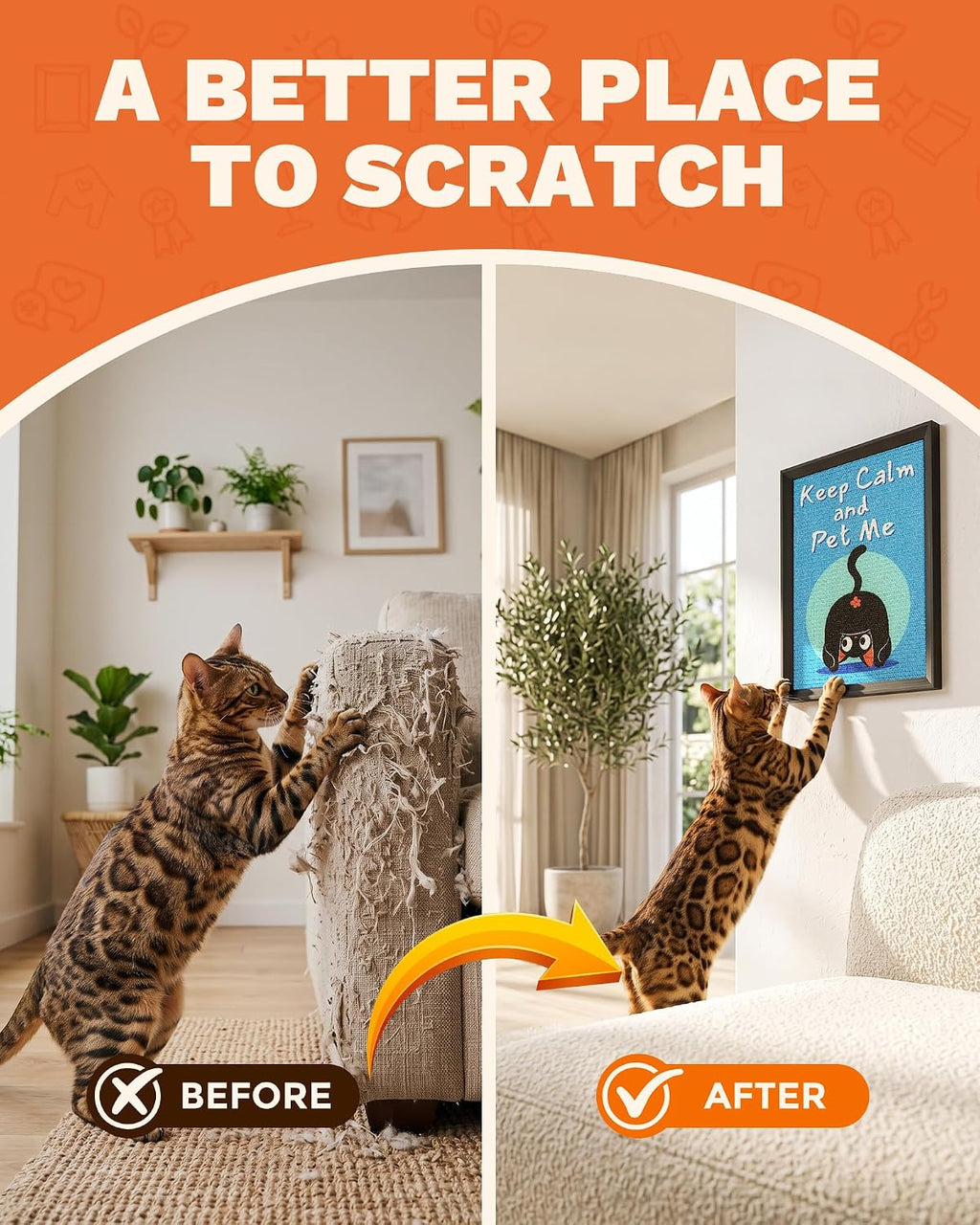 Decorative Wall Art Cat Scratcher Funny Cat Quote Sisal Scratch Pad