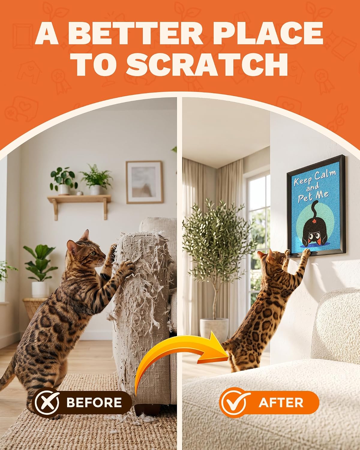 Decorative Wall Art Cat Scratcher Funny Cat Quote Sisal Scratch Pad