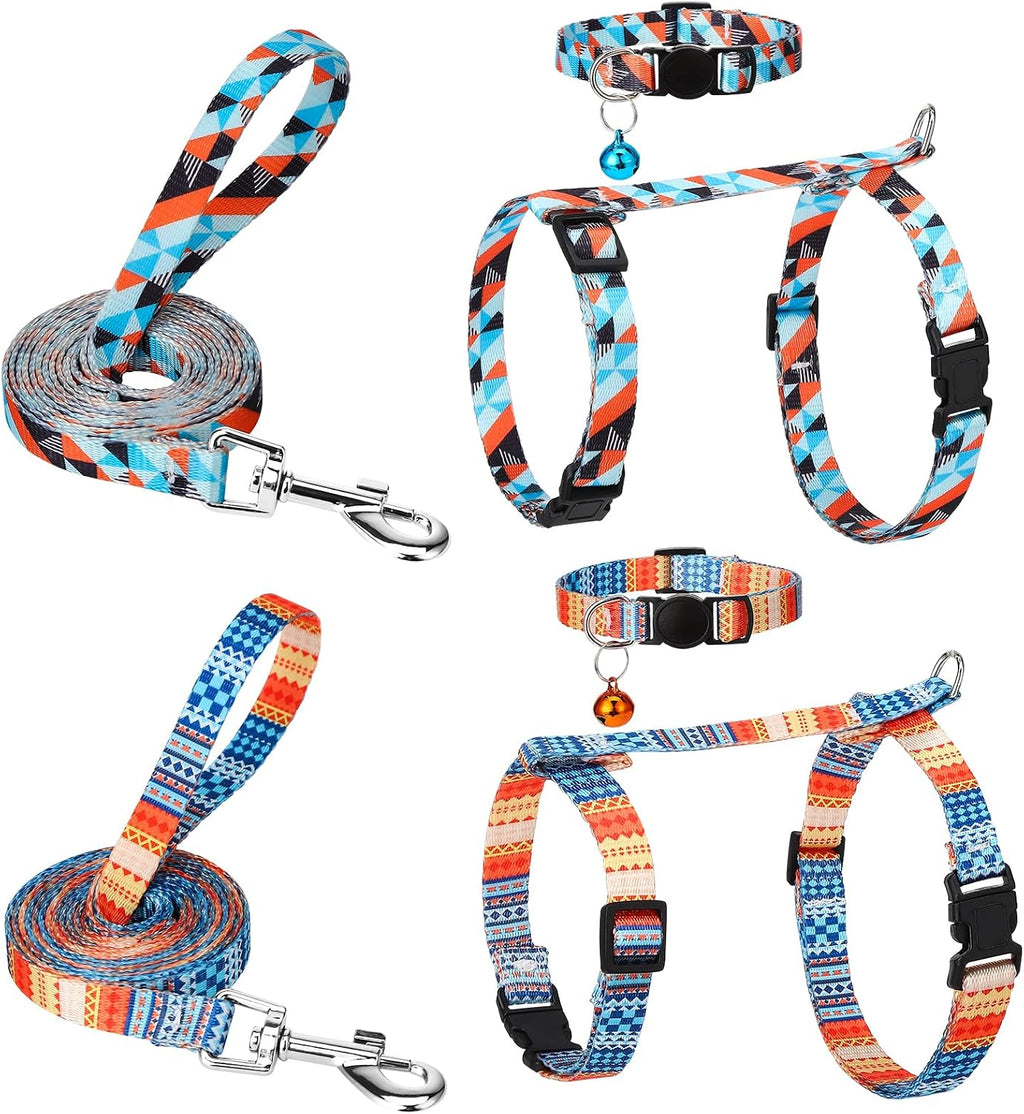 2 Pack Cat Harness and Leash Set Escape Proof Adjustable Cat Harness