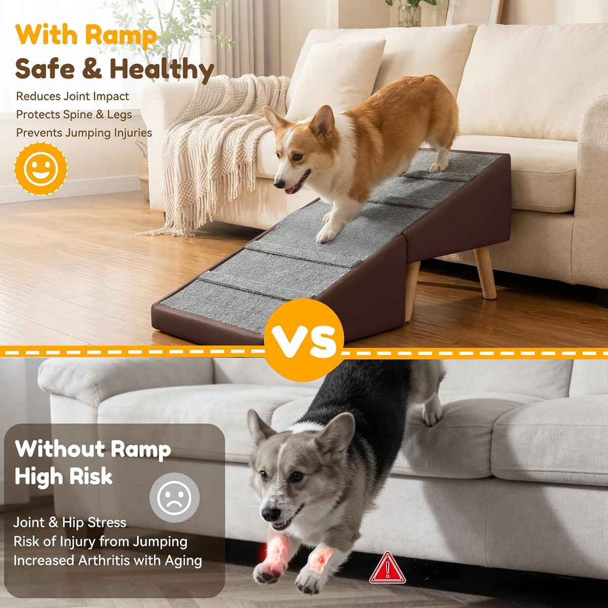 Dog Ramp for Small Dogs, 3-in-1 Dog Stairs Ottoman for Couch