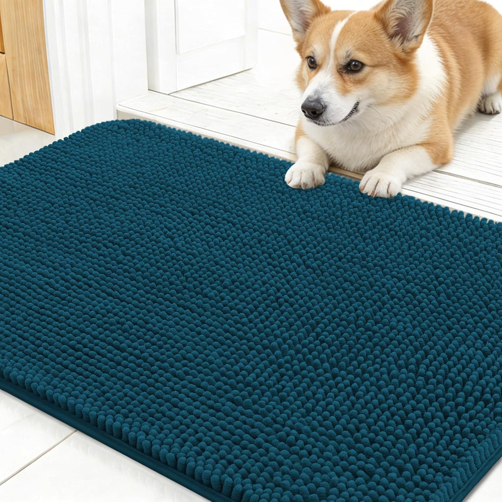 OLANLY Dog Door Mat for Muddy Paws 24x16, Super Absorbent Chenille Mud Mat