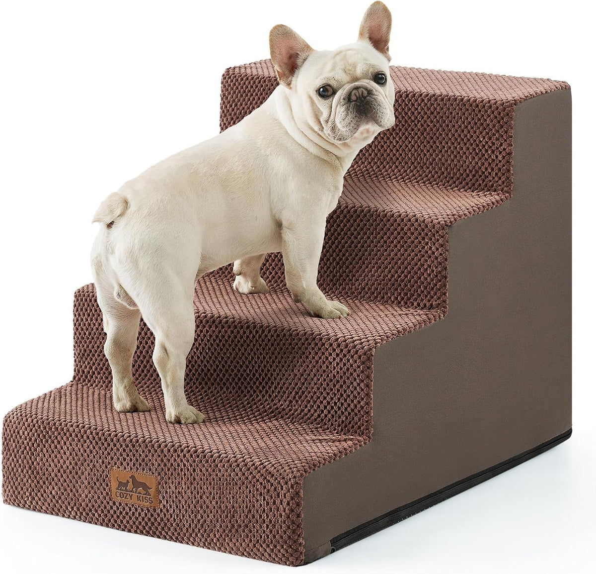 COZY KISS Dog Stairs for Small Dogs, 4 Step Pet Stairs for Beds & Couches