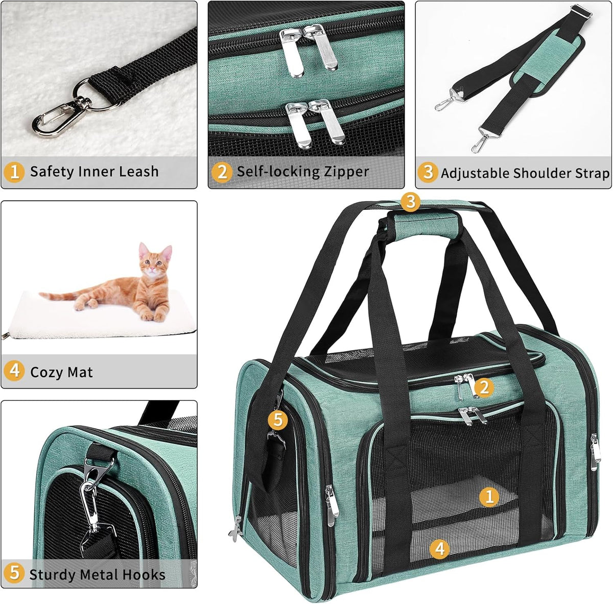 Soft-Sided Cat/Dog/Pet Carrier, Collapsible Pets Travel Carriers