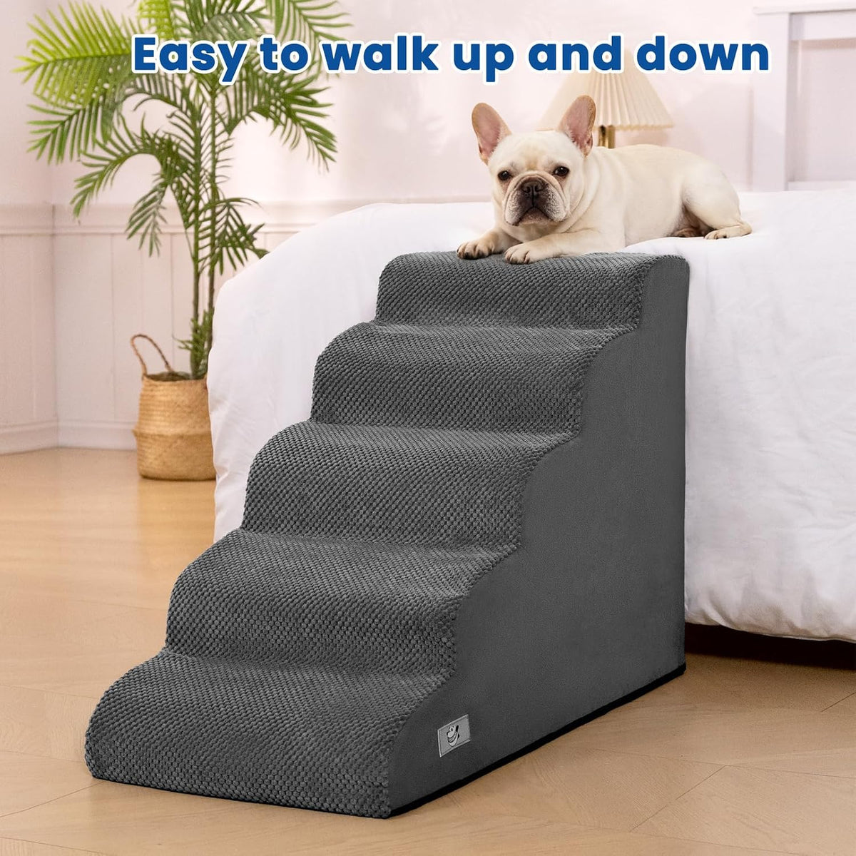 Dog Stairs for High Beds 22.4" H,5-Step Pet Ramp for Small & Medium Dogs