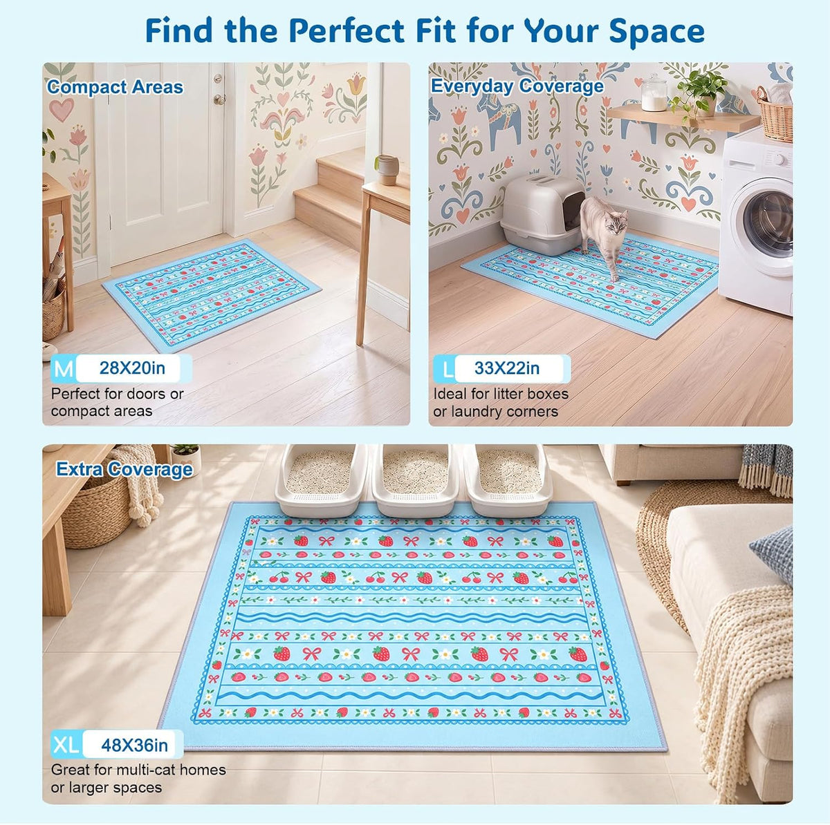Bienbee Cat Litter Mat, 2 Pack 33" x 22" Machine Washable for Litter Boxes