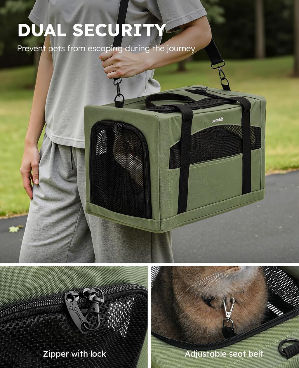 Pecute Cat Carrier Stable, Pet Carrier with Privacy Partition,Green