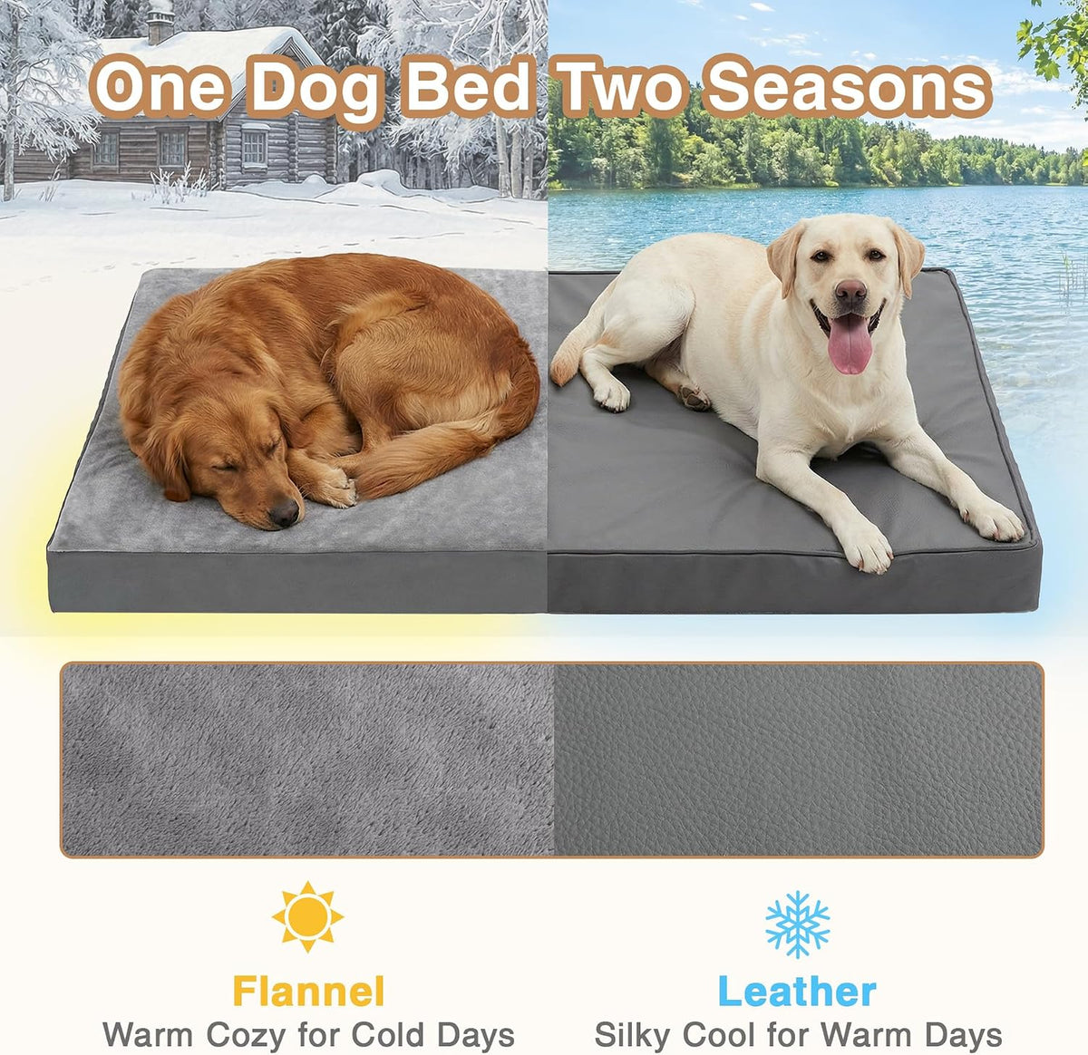 XXL Dog Bed Waterproof Outdoor Washable Foam Large Crate Pad 48" Anti-Slip