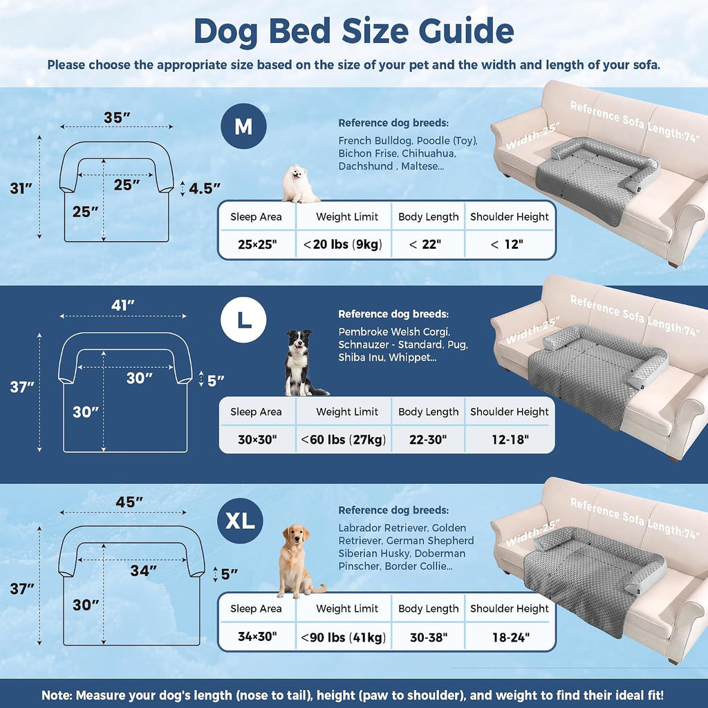Large Dog Cooling Bed for Sofa, 41x37 Inch Pets Couch Cover Mat