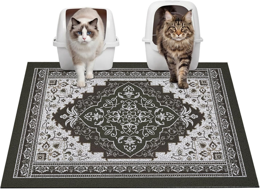 Glittme Cat Litter Mat, 33"x22" Non-Slip Washable Trapping Mat for Cats | Litter Trapping Mat With Thick PVC Coil To Catch Scatter, Soft On Paws And Waterproof Bottom To Protect Floors