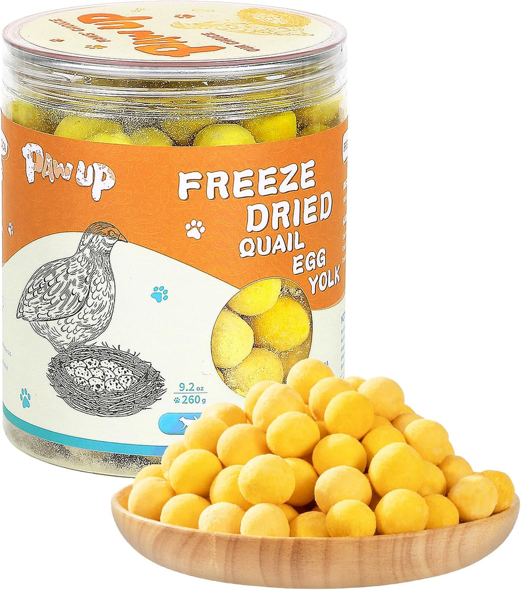 PAWUP Freeze Dried Cat & Dog Treats, Natural Quail Egg Yolk, Single Ingredient, High-Protein Pet Snacks for Skin & Coat Health, No Artificial Additives, 9.2 oz