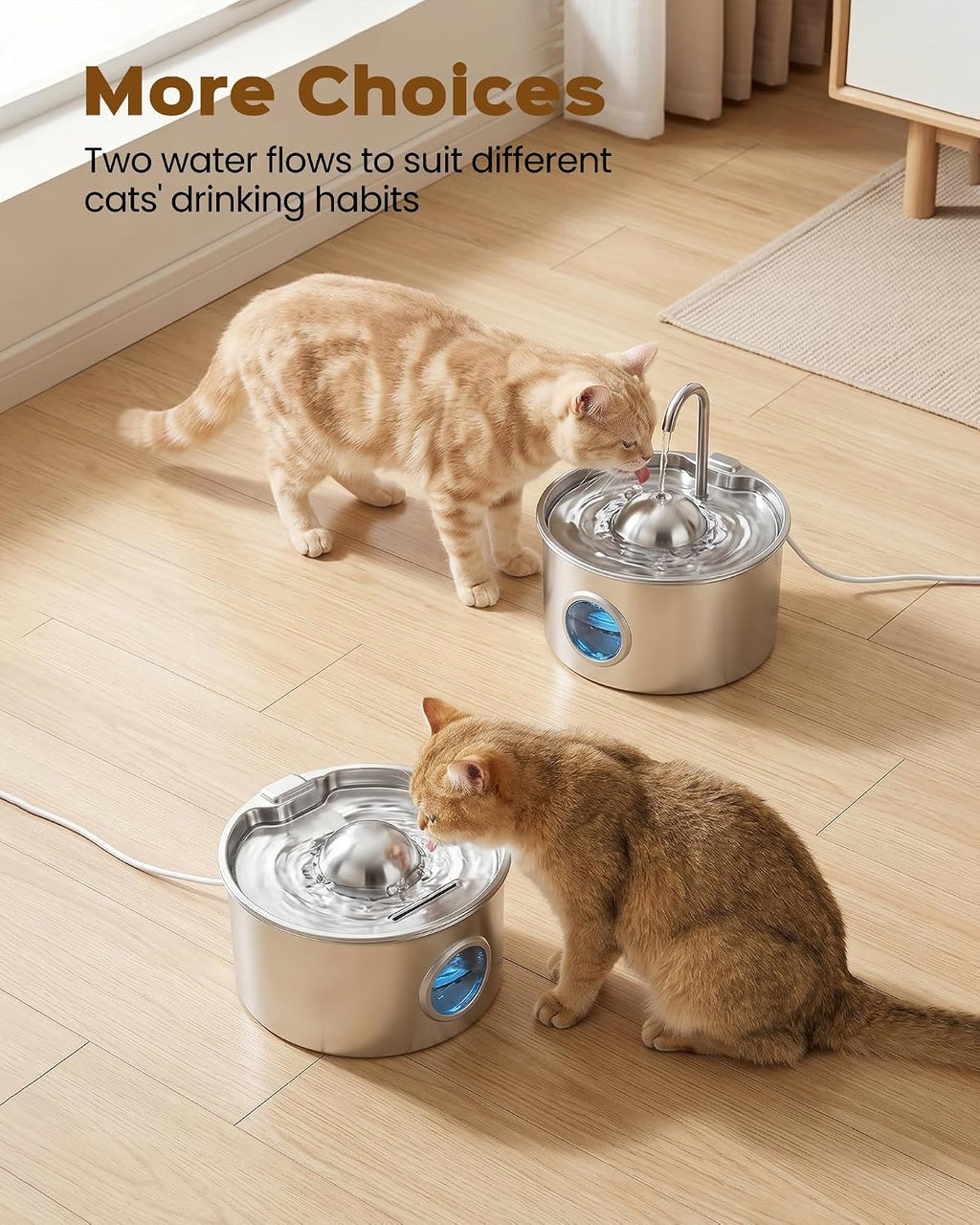 Stainless Steel Cat Water Fountain: Cat Fountain & 6 Filters + 3 Sponges
