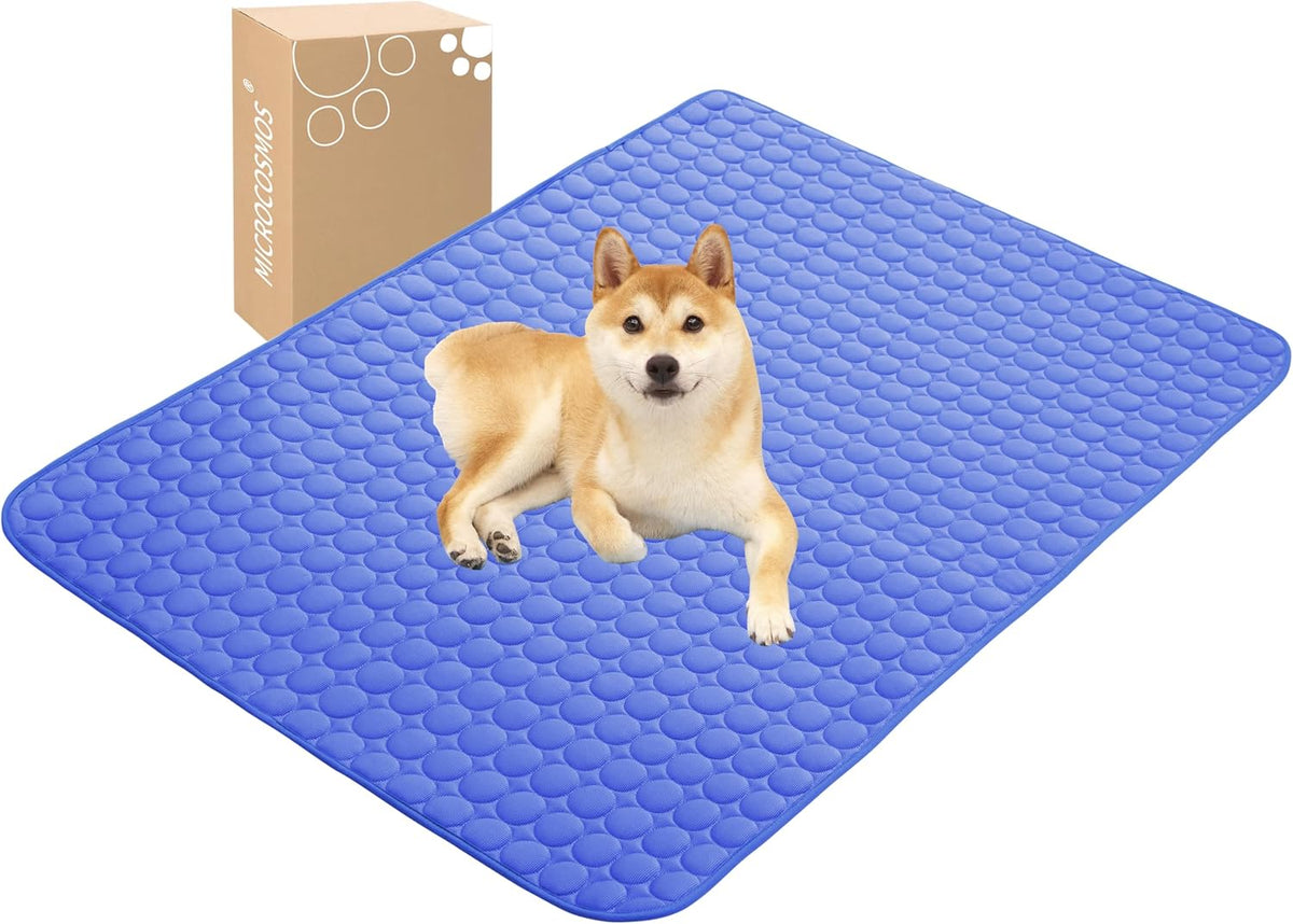 MICROCOSMOS Summer Cooling Mat & Sleeping Pad- Water Absorption Top, Materials Safe, Easy Carry, EZ Clean. Keep Cooling for Pets, Kids and Adults.(Navy Blue, 59" x 40")