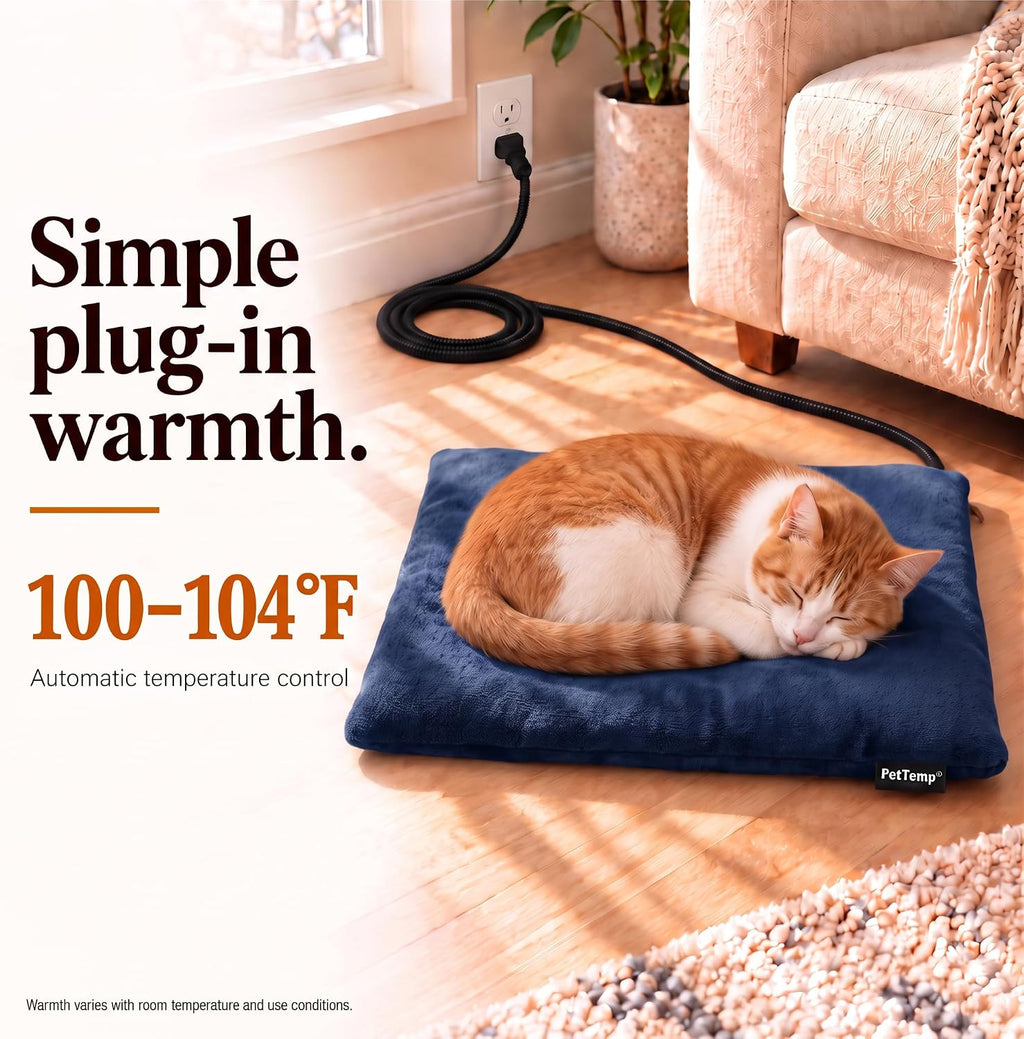 Dog Heating Pad, Heated Cat&Dog Bed, Safety Listed, Constant Warmth, Blue